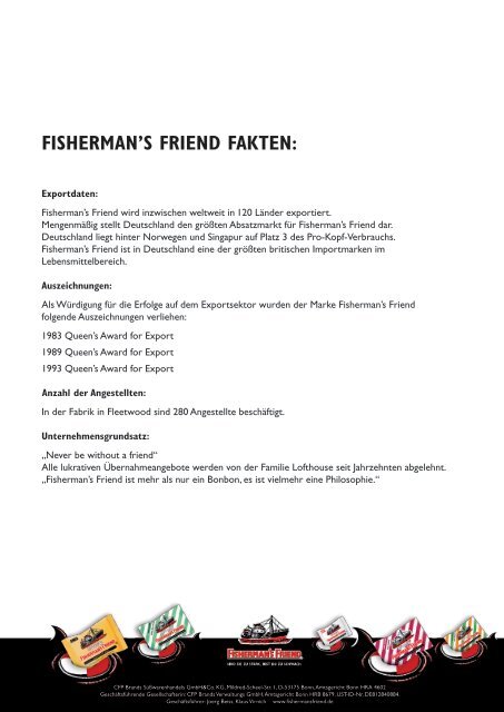 FISHERMAN'S FRIEND FAKTEN: