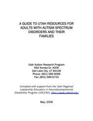 A GUIDE TO UTAH RESOURCES FOR ADULTS WITH AUTISM ...