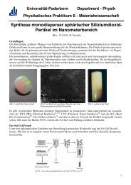 Synthese monodisperser sphärischer Siliziumdioxid- Partikel im ...