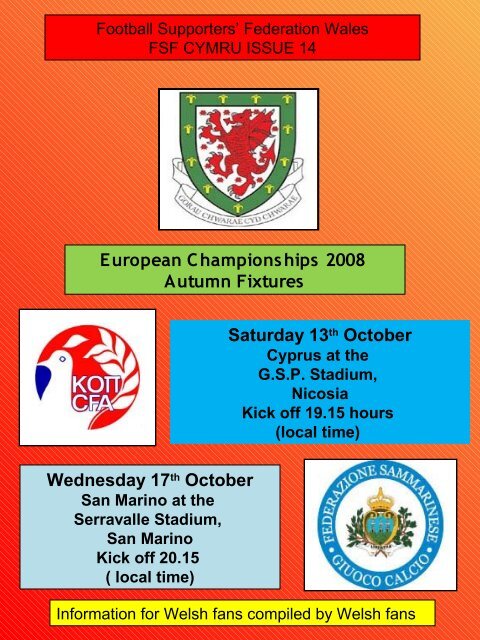 San Marino V Wales San Marino Football Supporters Federation