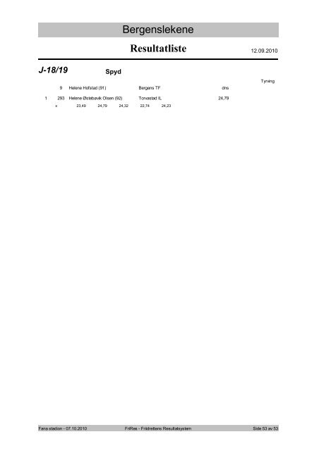 Resultatliste - Komplett - Friidrett.no