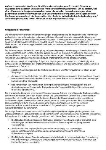 Wuppertaler Manifest - Gesellschaft Anthroposophischer Ärzte in ...