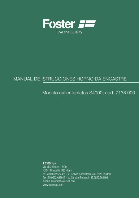 Manual de instrucciones - Foster S.p.A.