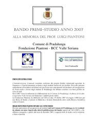 Bando Premi Studio anno 2007 alla Memoria del Prof. Luigi Piantoni