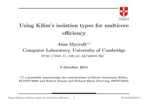Using Kilim's isolation types for multicore efficiency