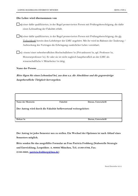 Antrag auf Deputatsreduktion - Frauenbeauftragte - LMU