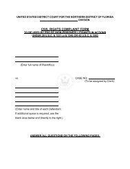 CIVIL RIGHTS COMPLAINT FORM - the Northern District of Florida