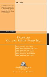 FRANkLiN MUTUAL SERiES FUND INC. - Franklin Templeton