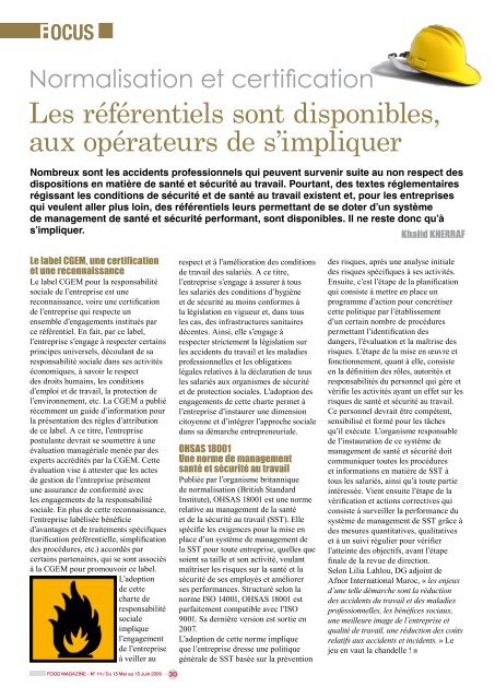 Cosumar L'entreprise du mois - FOOD MAGAZINE