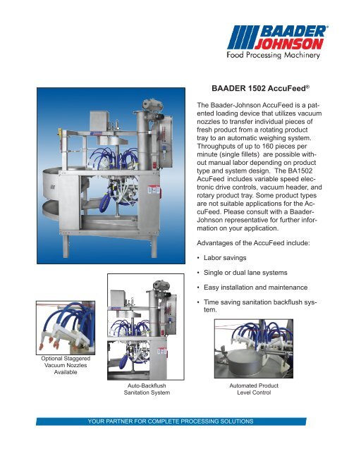 BAADER 1502 Accufeed® - BAADER Food Processing Machinery
