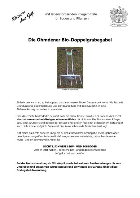 Ohmdener Doppelgrabegabel Gärtnern ohne Gift
