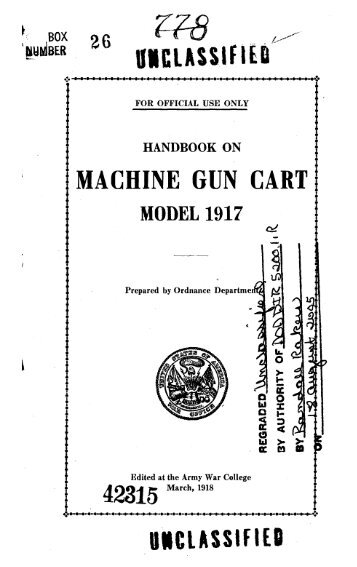 Handbook of the Model 1917 Machine Gun Cart - Forgotten Weapons