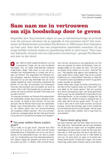 Lees het volledige interview met Ria Bremer in het maartnummer ...