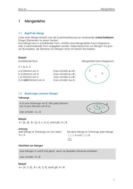 1 Mengenlehre