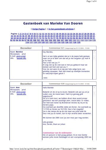 Gastenboek van Marieke Van Dooren - Welkom