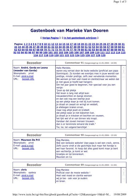 Gastenboek van Marieke Van Dooren - Welkom