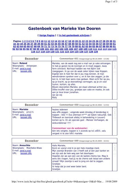 Gastenboek van Marieke Van Dooren - Welkom