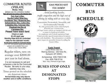 COMMUTER BUS SCHEDULE