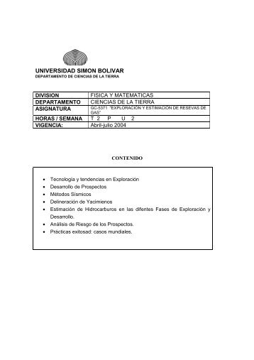 Postgrado - Departamento de Ciencias de la Tierra - Universidad ...