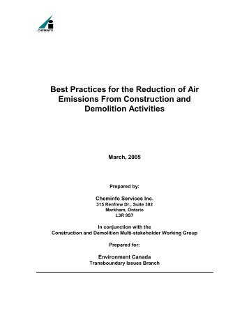 Best Practices for the Reduction of Air Emissions From Construction ...