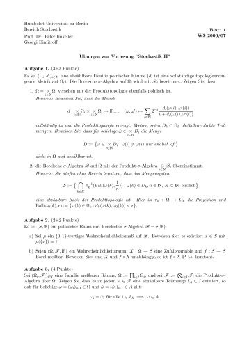 Humboldt-Universität zu Berlin Bereich Stochastik Prof. Dr. Peter ...