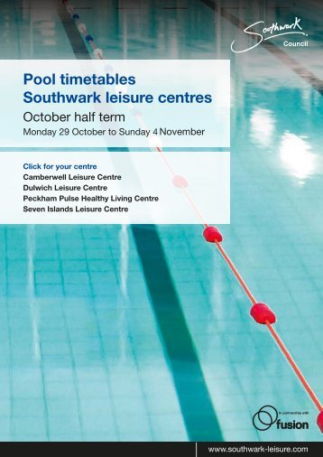 Pool timetables Southwark leisure centres - Fusion Lifestyle