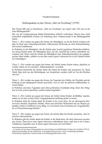 Stellungnahme zu den Thesen „Mut zur ... - Friedrich Kümmel
