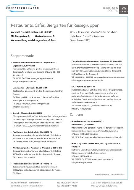 Restaurants Cafes Biergarten Fur Reisegruppen Friedrichshafen
