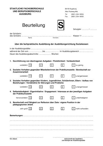 Beurteilung - Staatliche Fachoberschule und Berufsoberschule ...