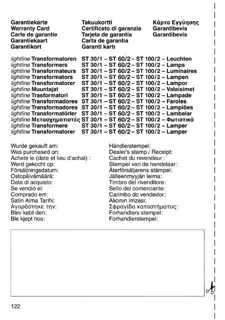 OM, Gardena, lightline Transformatoren ST 30/1 – ST 60/2 – ST 100 ...