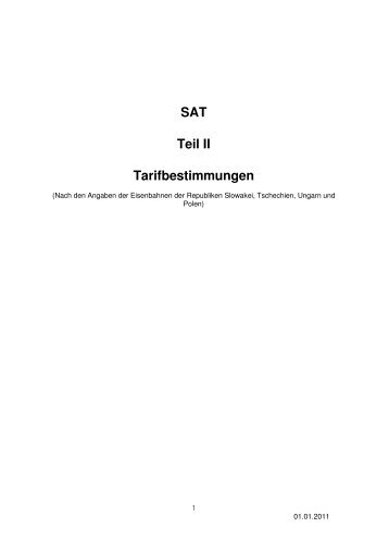 SAT Teil II Tarifbestimmungen