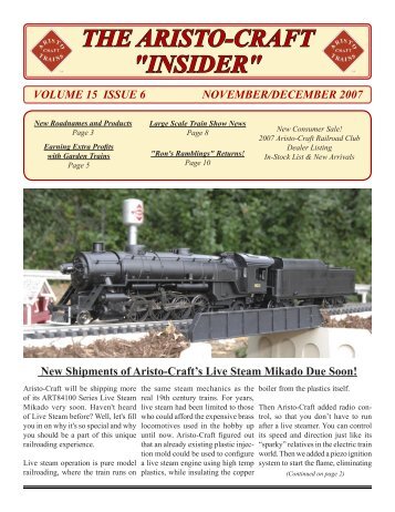 THE ARISTO-CRAFT "INSIDER" - G Scale News
