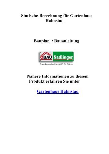 Statische-Berechnung für Gartenhaus Halmstad ... - Gartenhaus-Park