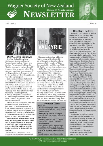 NEWSLETTER - Wagner Society of New Zealand