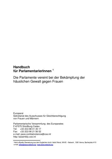 Handbuch für ParlamentarierInnen 1 Die ... - Council of Europe