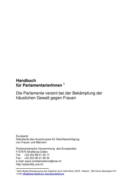 Handbuch für ParlamentarierInnen 1 Die ... - Council of Europe