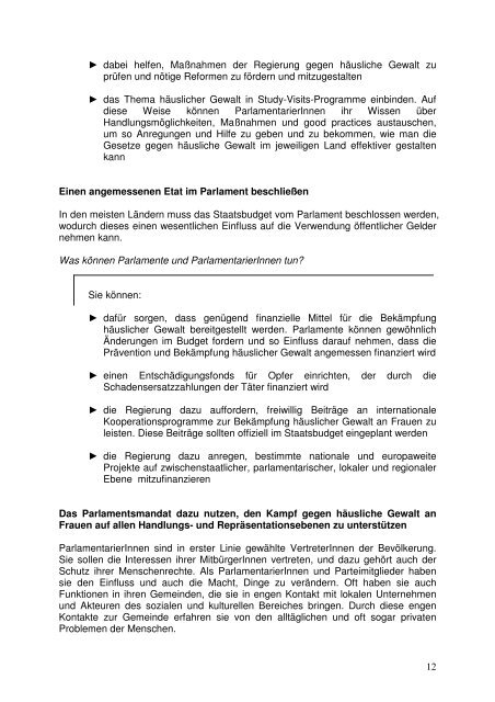 Handbuch für ParlamentarierInnen 1 Die ... - Council of Europe