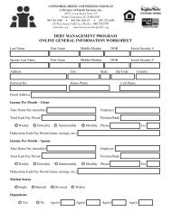 debt management program online general information worksheet