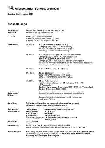 Ausschreibung - Gaensefurther Sportbewegung eV