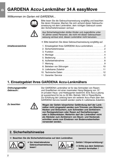 OM, Gardena, Accu-Lenkmäher, Art 04036-20, 2005-11