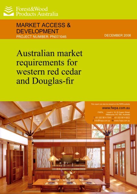 mod Øjeblik forår Australian market requirements for western red cedar and Douglas-fir