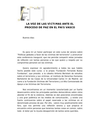 la voz de las víctimas ante el proceso de paz en el país vasco