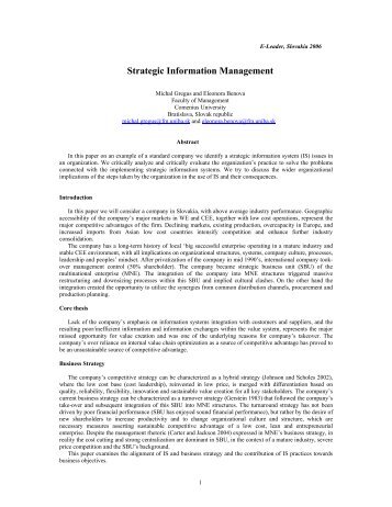 Gregus Strategic Information Management - CASA