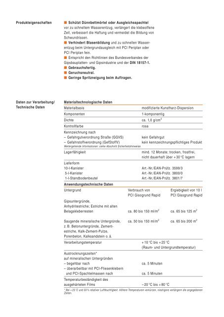 PCI Gisogrun Gisogrund ® Rapid - Fliesen Lerche