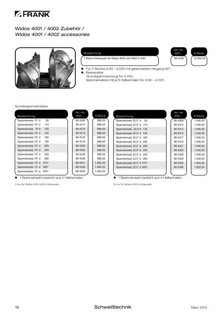 Preisliste 2013 Kunststoff-Schweißtechnik - Frank GmbH