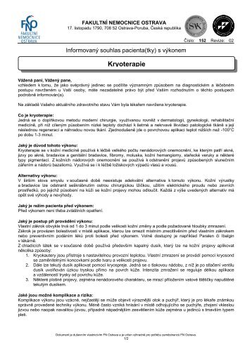 Kryoterapie - Fakultní nemocnice Ostrava