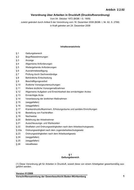 Druckluftverordnung - Gewerbeaufsicht - Baden-Württemberg