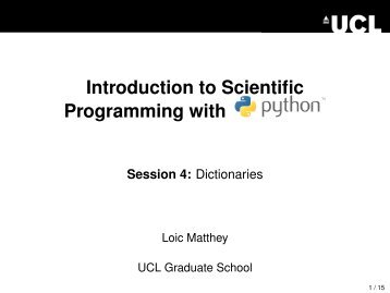 Introduction to Scientific Programming with Python - UCL
