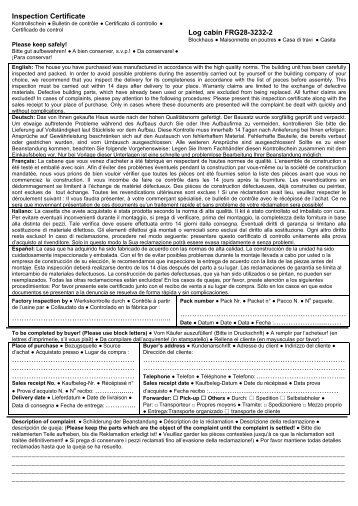 Inspection Certificate Log cabin FRG28-3232-2 ...