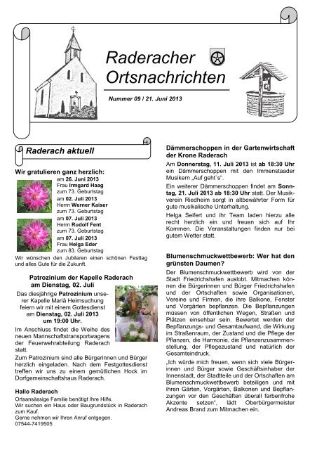 Raderacher Ortsnachrichten - Friedrichshafen